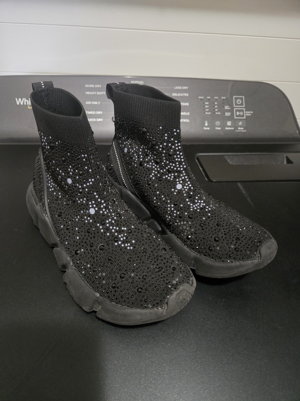 Steve Madden Black Crystal Knit Slip-On Sneakers